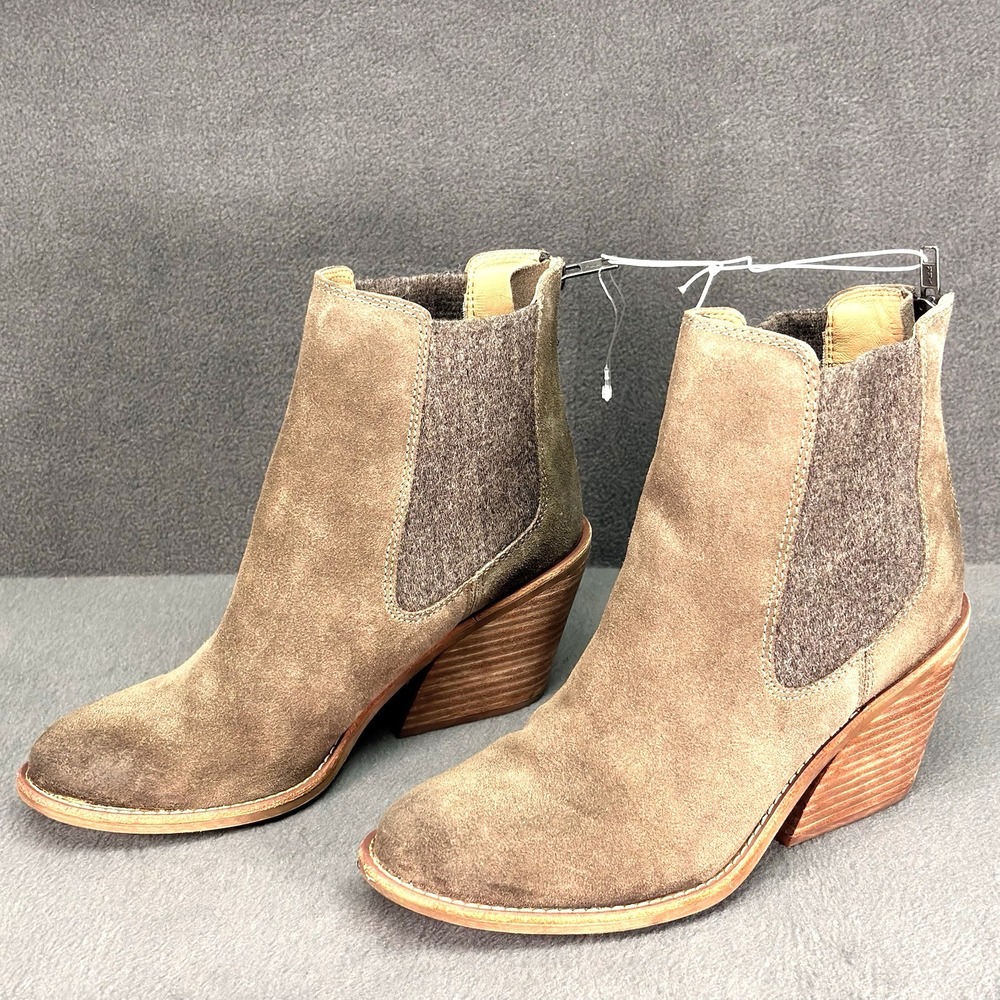Sofft‎ Tara Block Heel Boots Suede Size 8 Tan Cowgirl Western Factory Distressed